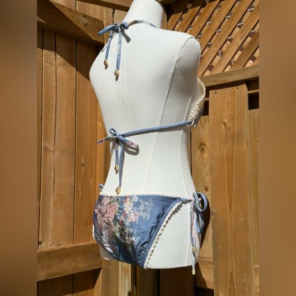 🆕 ZIMMERMANN 🧿 NWT Cascadian Crochet Tri Bikini, Blue Botanical - Sz 3 US6/8 - Picture 6 of 16